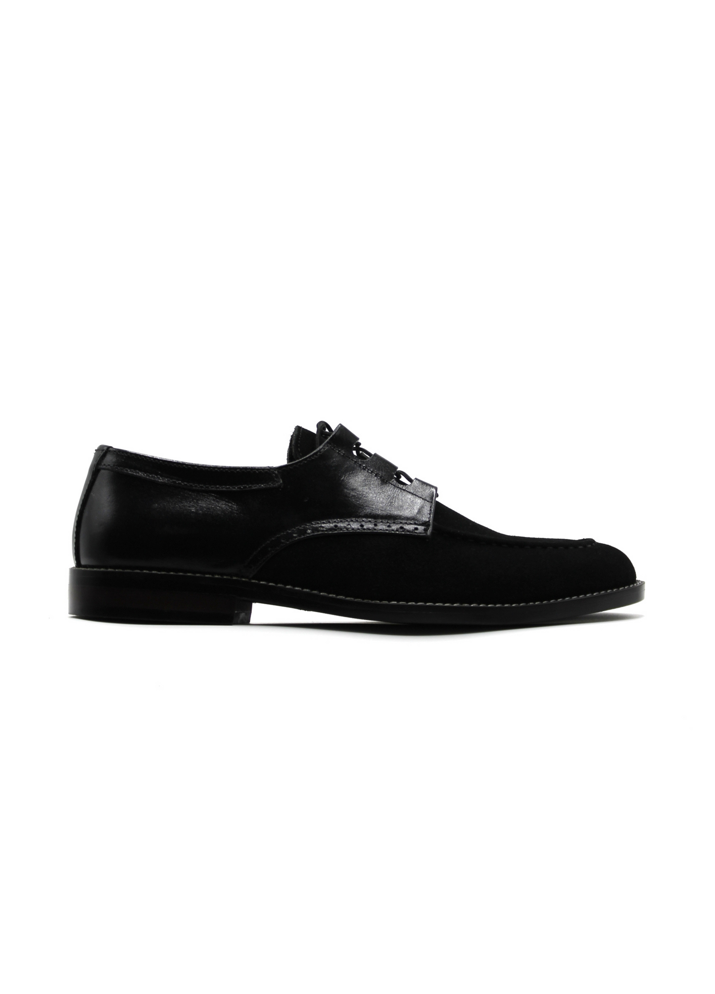 Luxury Suede Derby Black Handmade Shoes