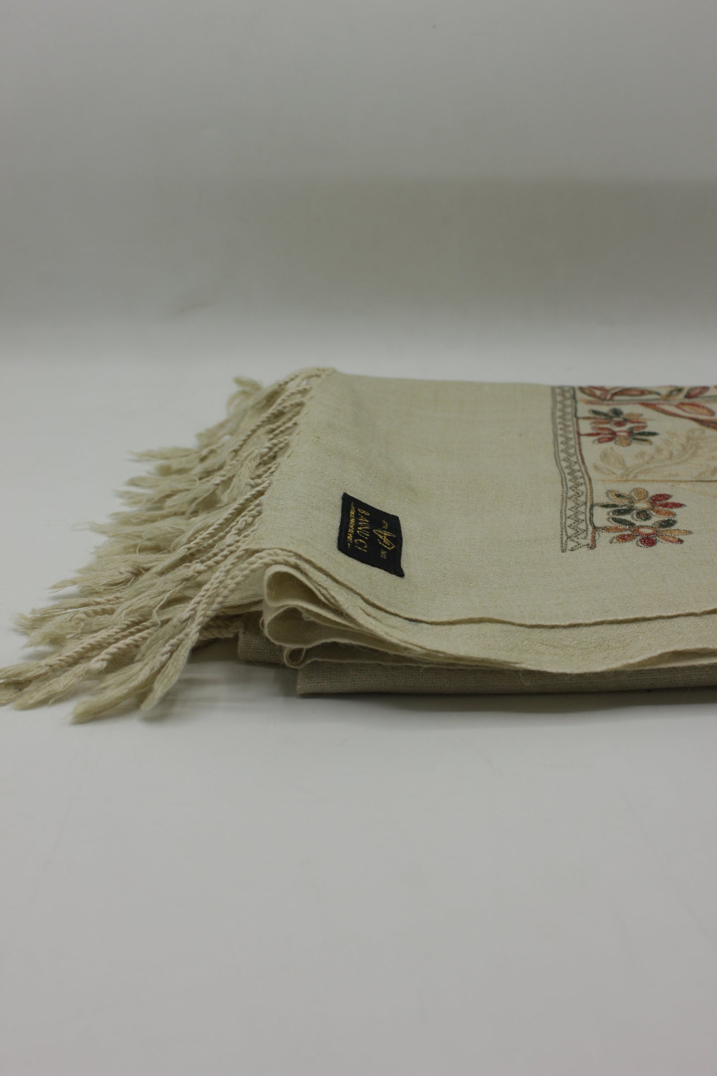 PREMIUM QUALITY SAND MULTI COLOR EMBROIDERED WOOLEN SHAWL FOR WOMEN