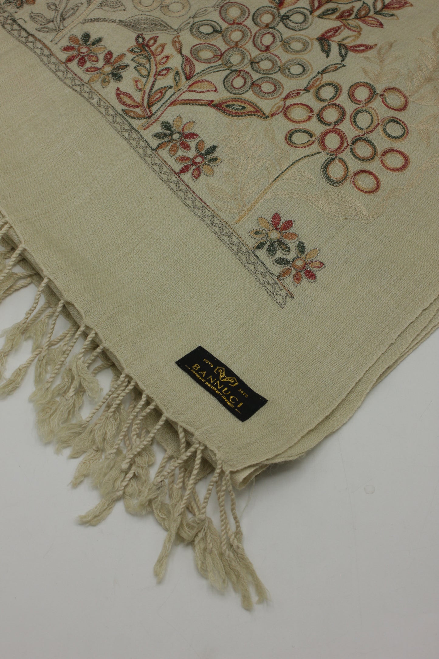 PREMIUM QUALITY SAND MULTI COLOR EMBROIDERED WOOLEN SHAWL FOR WOMEN