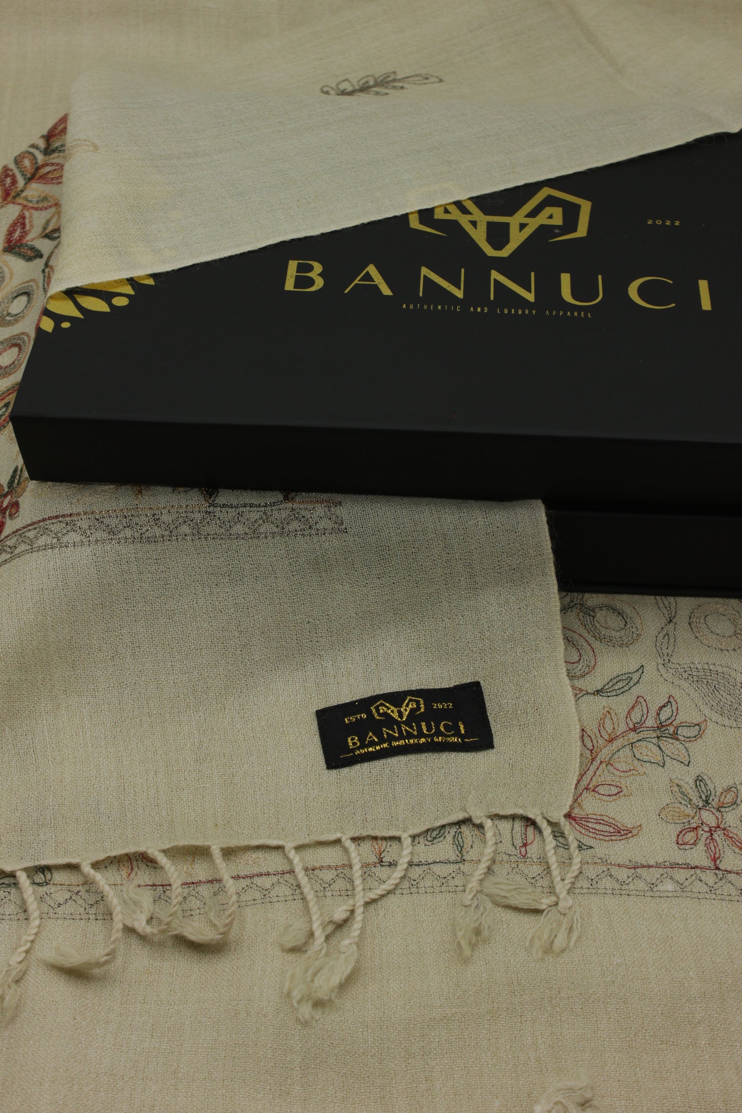 PREMIUM QUALITY SAND MULTI COLOR EMBROIDERED WOOLEN SHAWL FOR WOMEN