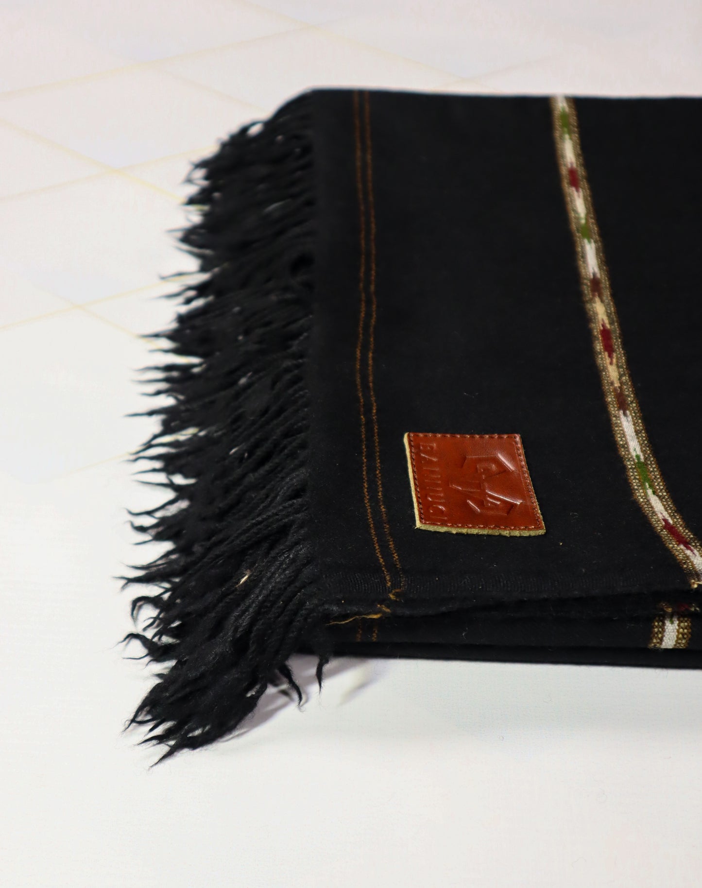 Premium Quality Double Fiber Black striped Pure Woolen Shawl