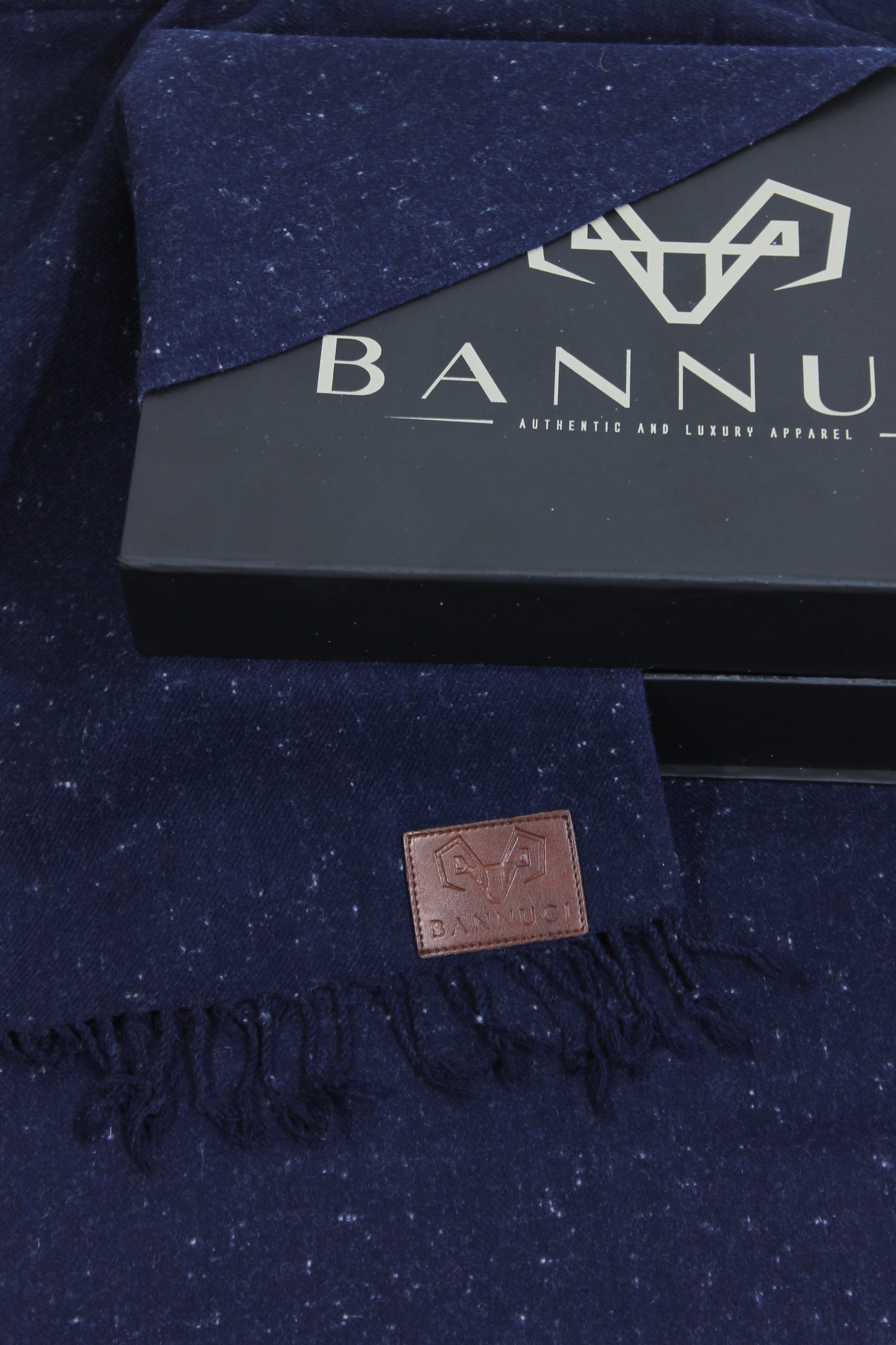 Premium Quality Navy Blue Dotted Woolen Blend Shawl
