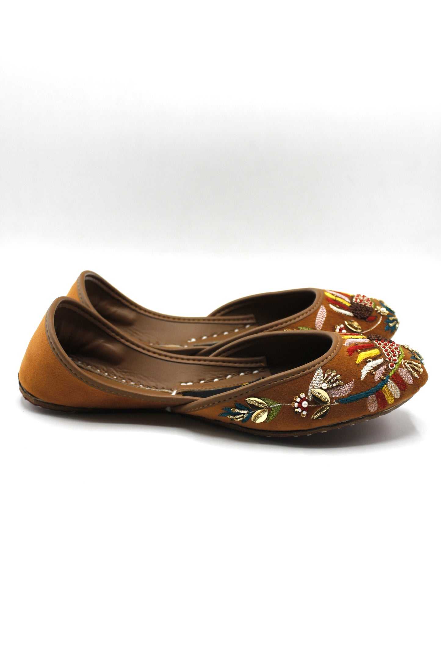 Premium Quality Orange Multi Color Embroidered Khussas
