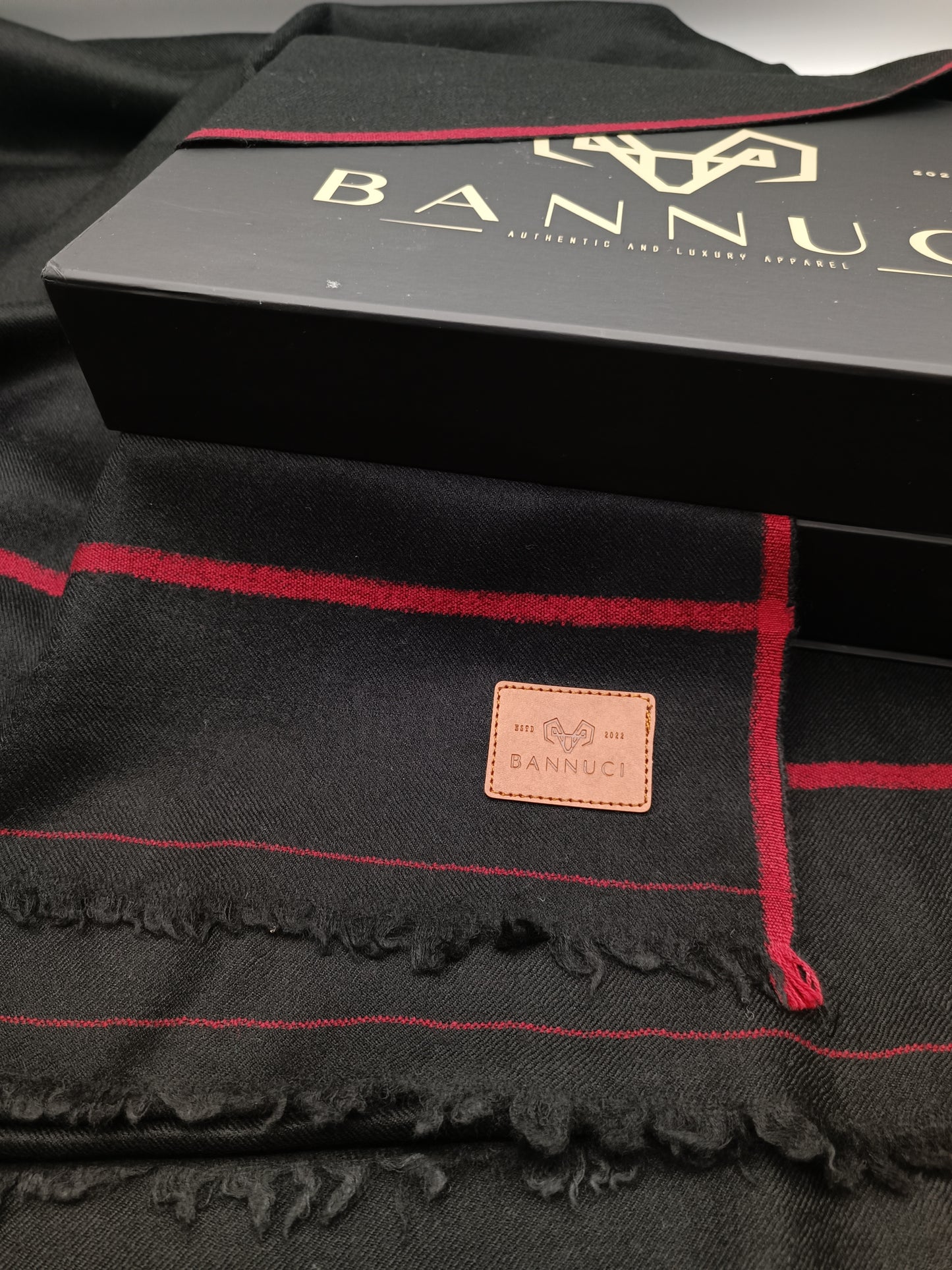 Premium Quality Red Border Black Pure Woolen Shawl
