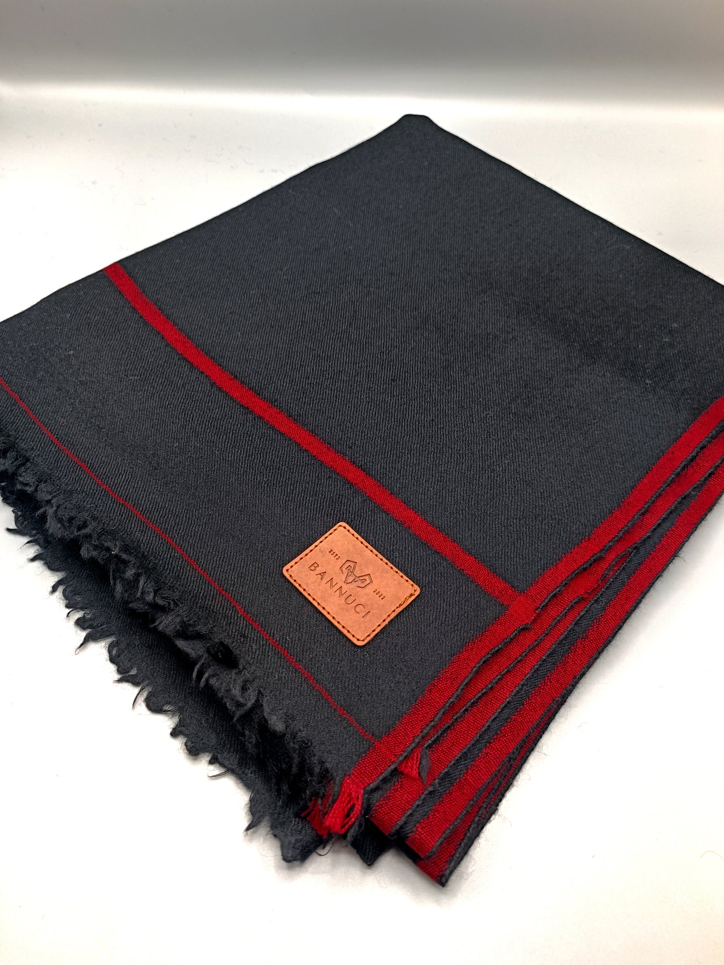 Premium Quality Red Border Black Pure Woolen Shawl