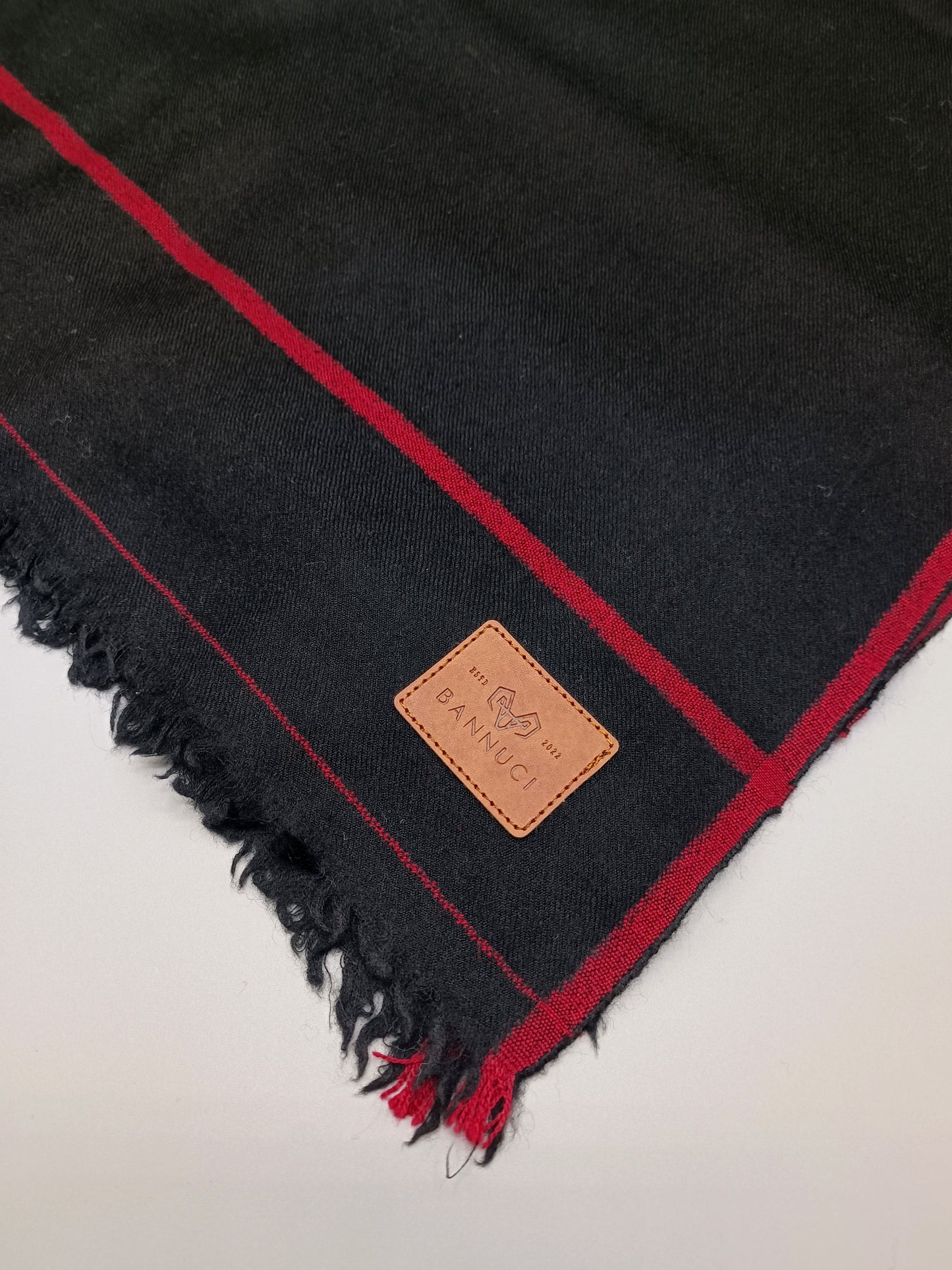Premium Quality Red Border Black Pure Woolen Shawl