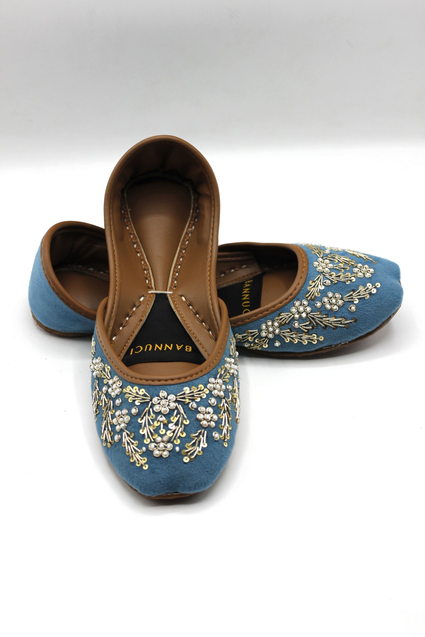 Premium Quality Sky Blue Embroidered Khussas