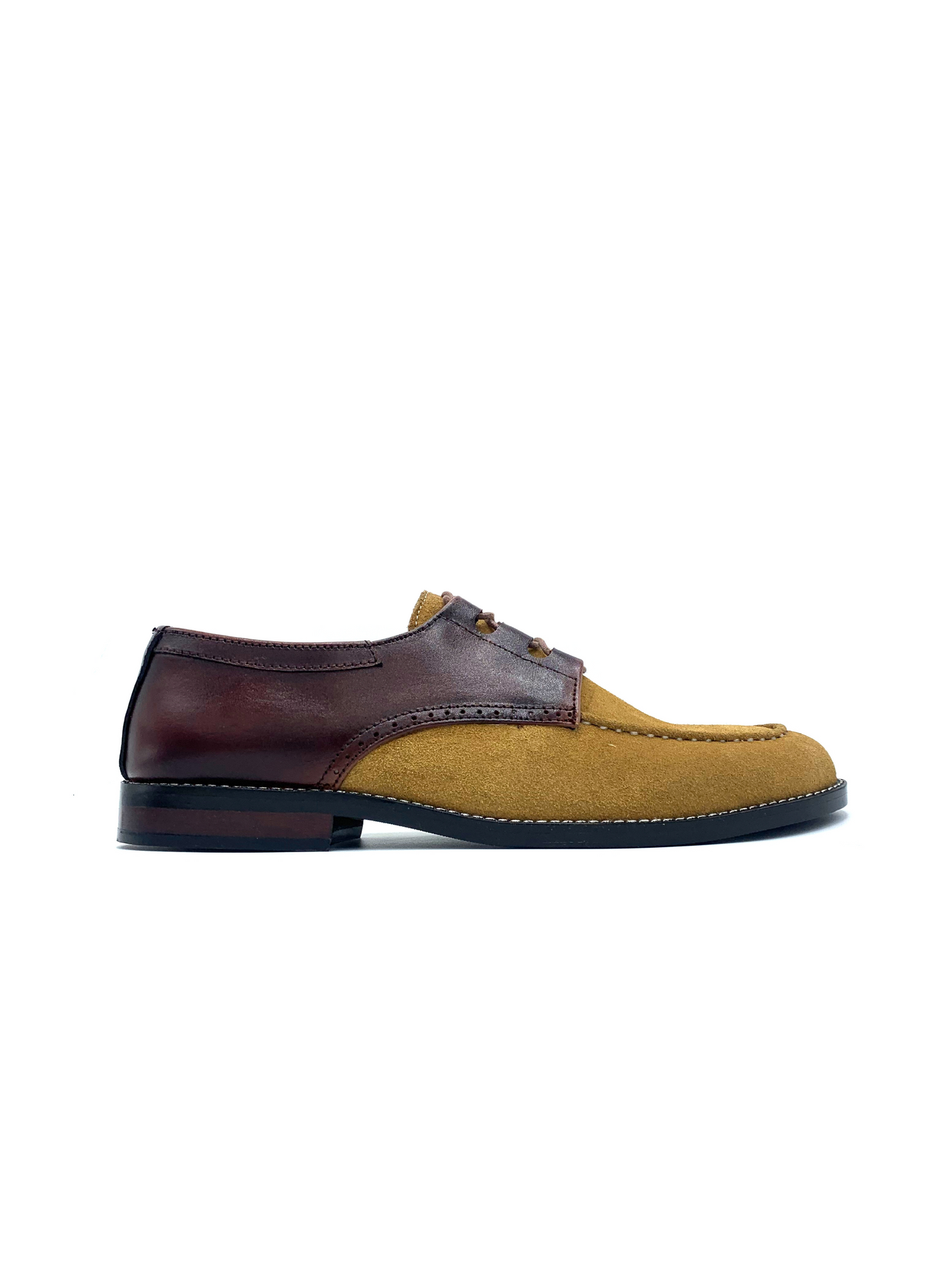 Luxury Suede Derby Camel Handmade Shoes