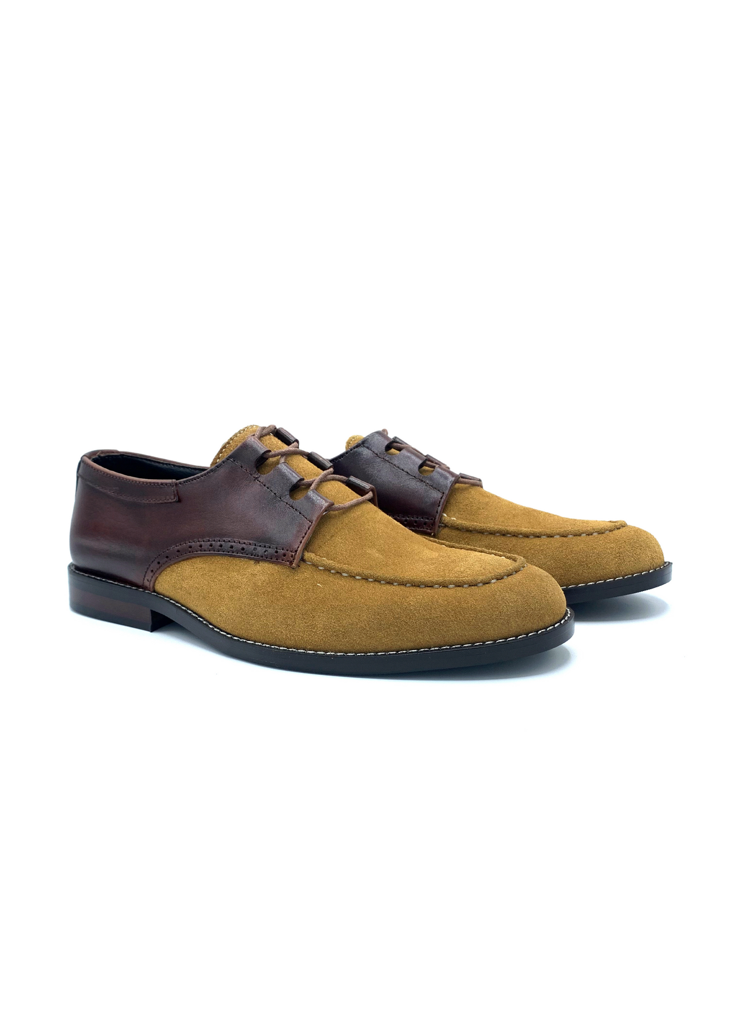 Luxury Suede Derby Camel Handmade Shoes