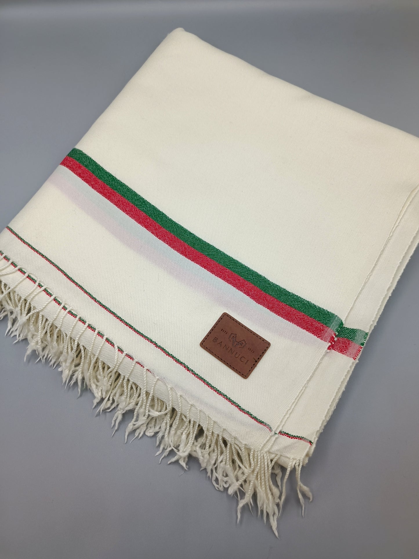 Premium Quality Double Fiber PTI Striped Off White Pure Woolen Shawl